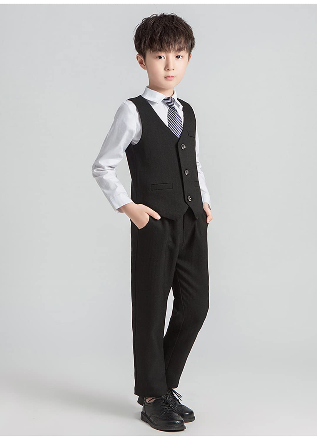 Chłopcy Jodełka Garnitur Trzy kawałki Dwa guziki Notch Lapel Smokingi dla Casual/Daily