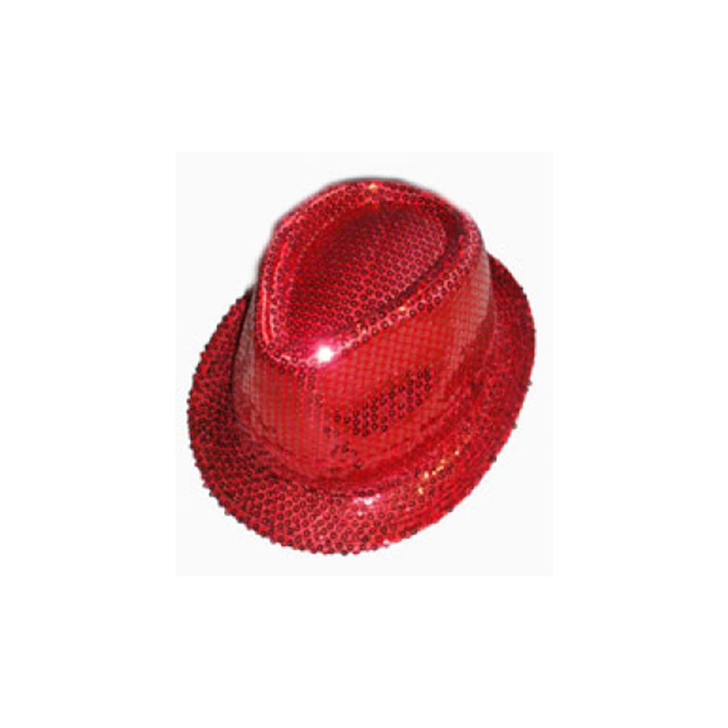 The Fancy Dress® New Adult Unisex Hats Bowler Trilby Gangster Santa Chef Pirate Cowboy Sailor Visor Rainbow Captain Hat Theme Party Accessory (Red Sequin Gangster Hat)