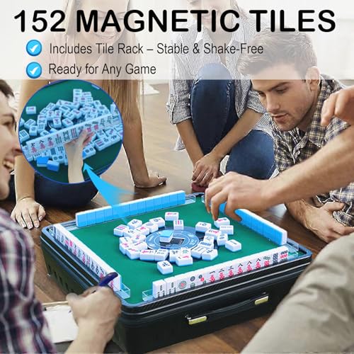 Mesa automática de Mahjong portátil con 152 fichas magnéticas miniatura 3