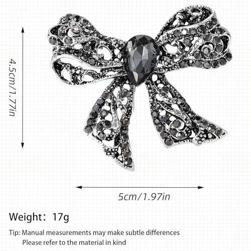 Image of Rhinestone Bow Brooch Vintage Crystal Large Bowknot Brooches for Women Brooch Pin Wedding Fashion Jewelry Accessories,Women Gift