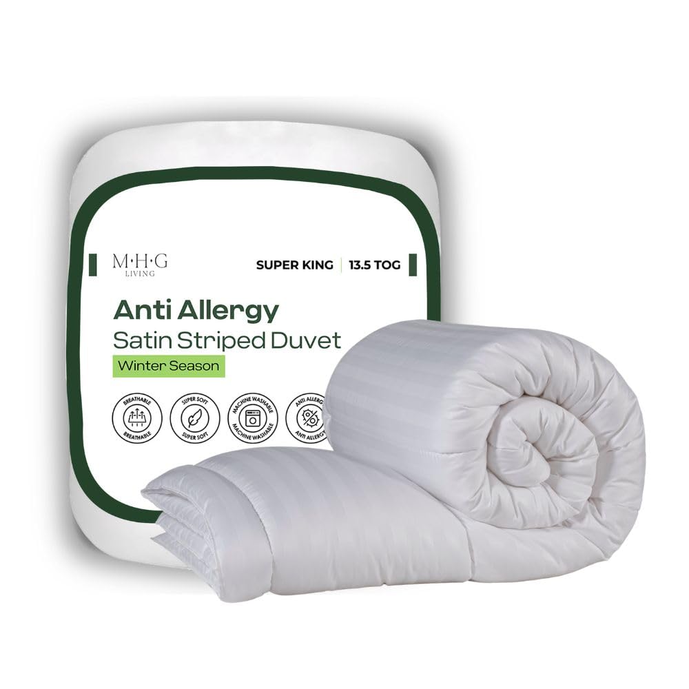 MHG Living Luxury Soft Touch 13.5 Tog Striped Duvet - Anti Allergy Microfibre, Ultra Warm & Cosy, Breathable & Easy Care, Winter Essential, (Super King)