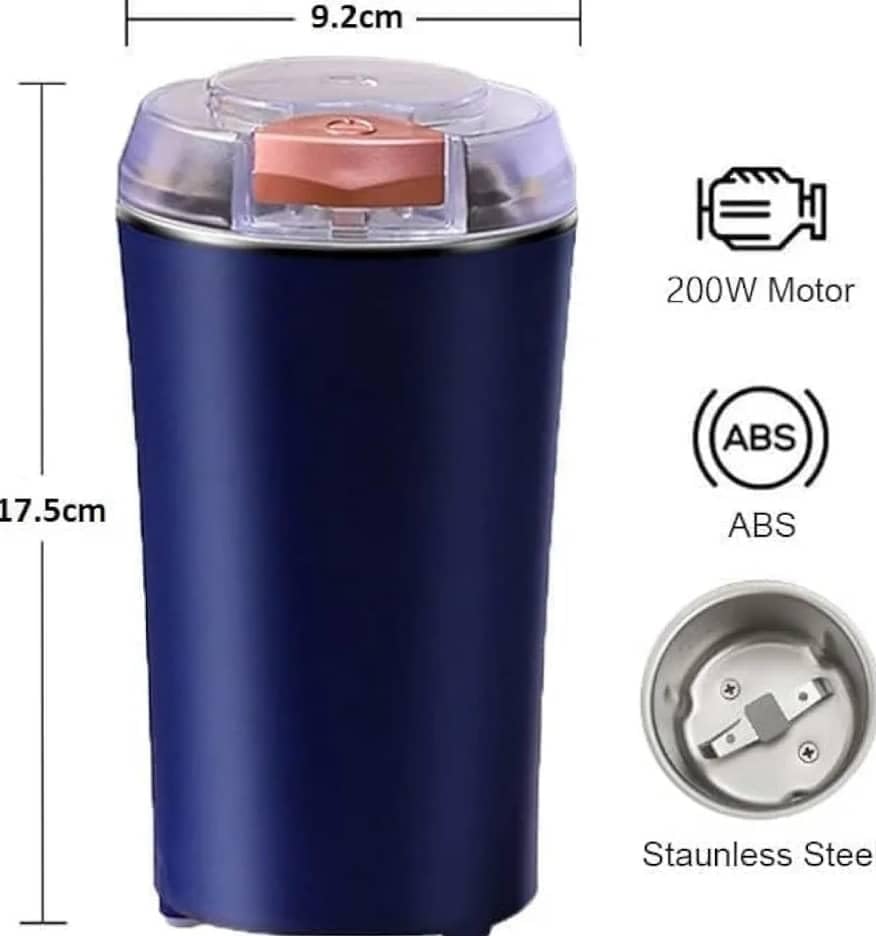 Image of Ortable Electric Coffee & Spice Grinder - Stainless Steel 4 Blade Dry Grinder Machine.