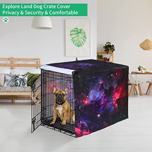 Kyku Purple Galaxy Dog Crate Cover Privacy Space Camo Designer 3D Print Pattern Funny Cute Kennel Pet Cage Cover Waterproof Heavy Duty For 24In, 30In, 36In, 42In, 48In Dog Crate (48 Inch, Galaxy) #TOP6