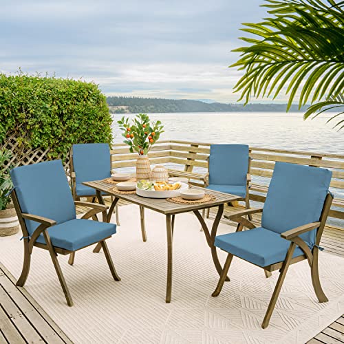 Image of Arden 2-Pack Patio Dining Outdoor Chair Cushions, 20x44, Rain-Proof Seat Pad, Fade-Resistant Outdoor French Blue Texture