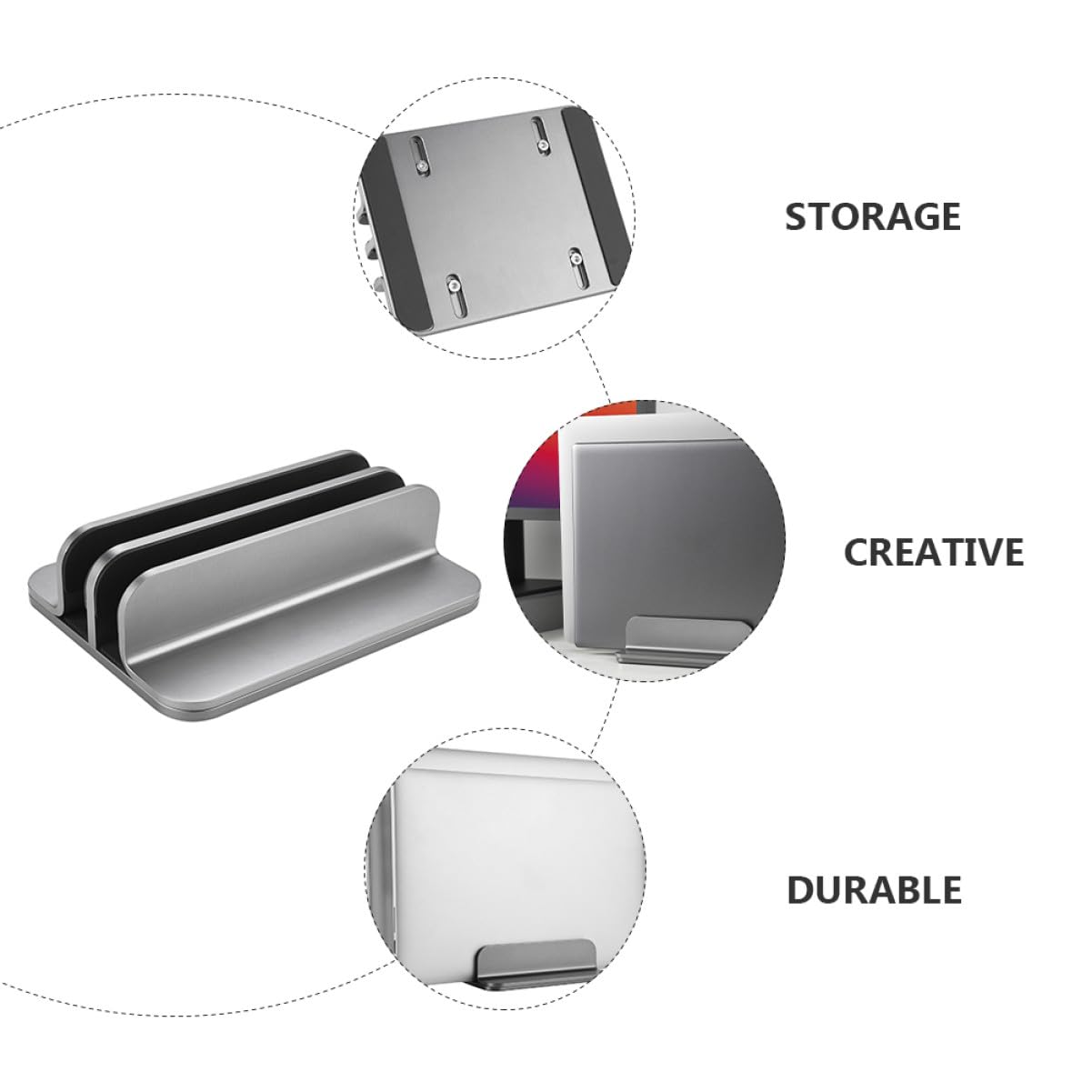 SHINEOFI Supporto Verticale per Laptop in Alluminio Staffa da Scrivania Durevole e Salvaspazio Porta Notebook e Tablet per Raffreddamento e Organizzazione Desktop