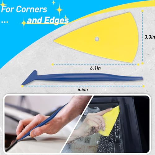 Image of Vinyl Wrap Tool Kit for Car Window Tint Installation, 4 inch Felt Edge Squeegee, Corner Plastic Scraper, 9mm Retractable Utility Knife & Blades, Wraps Applicator Tools for Car Wrapping