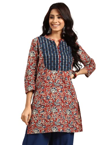 Image of Rapsodia Women's Cotton Regular Kurta (R70149-Red-P Red) (in, Alpha, S, Regular, Red)