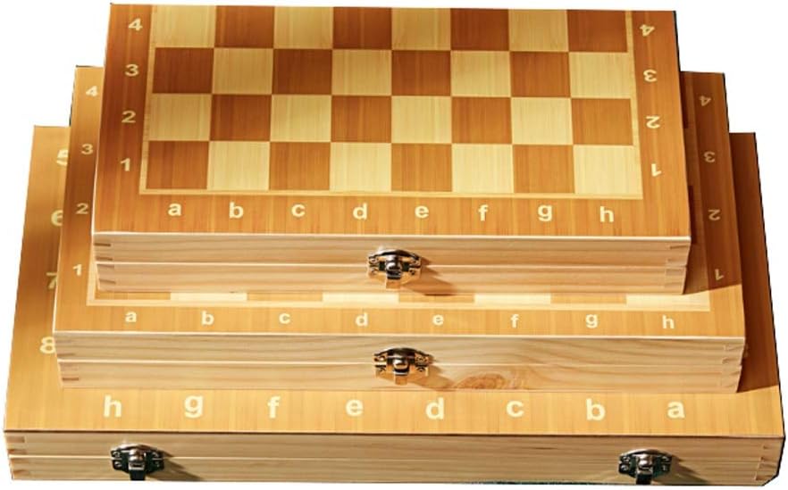 Foldable Chess Set Wooden Travel Chess with Chess Pieces Internal Slots for Easy Carrying Luxury Educational Toy Gifts Chess Gifts, Large