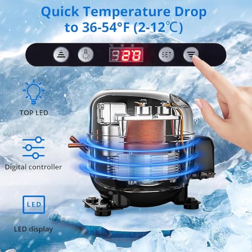 Image of 3.4 Cu.Ft Countertop Display Refrigerator with LED Lighting | Double Glass Door,Digital Control, Adjustable Shelves, Anti-Fog Ventilation & Auto Defrost for Bakery, Cafe, Restaurant