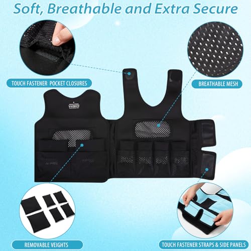 Image of Janmercy Weighted Vest for Kids Ages 2 to 9 Adjustable Neoprene Compression Vest Removable Weights Breathable Comfort Toddler(Solid Color,Small,Blue)