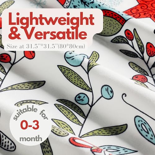 Image of Newborn Baby Girl Receiving Blanket Swaddle Blanket Stretchy Knit Swaddle Set with Matching Headband and Beanie (Red Socks Christmas)