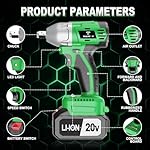 4.0Ah Battery Cordless Impact Wrench, 320Ft-lbs(430N.m) Brushless 1/2 Impact Gun, 20V High Torque Power Impact Driver, Electric Impact for Car Home, 1 Battery - Image 4