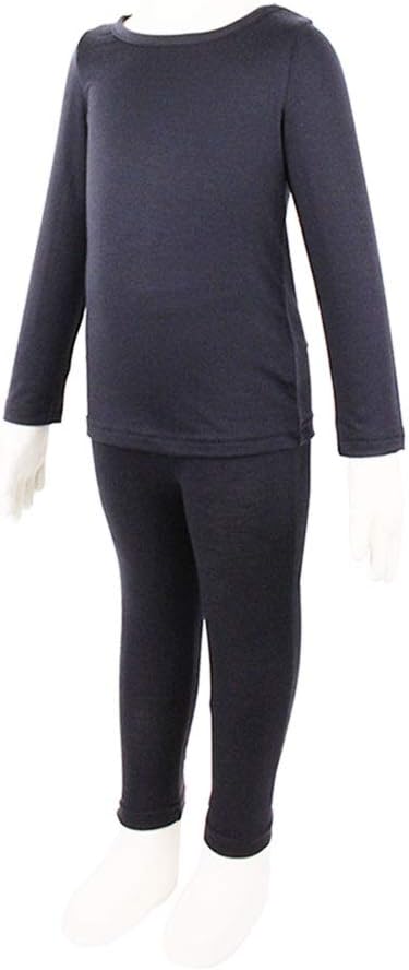 Children's Soft & Light Tencel Functional Underwear Innerwear Long Johns Top & Bottom Set (5~6Y, Charcoal)