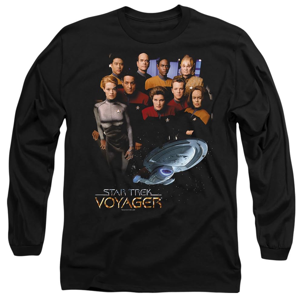 Star Trek Voyager Crew Unisex Long Sleeve T Shirt, Black, XX-Large
