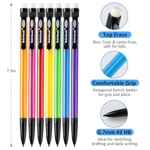 Bstoyder Mechanical Pencils, 0.7mm Medium Point, HB #2 Lead, 210 Pack Bulk Mechanical Pencils and 48 Tubes Refills, Assorted Colored Barrels, Office School Supplies by Bstoyder - Image 3