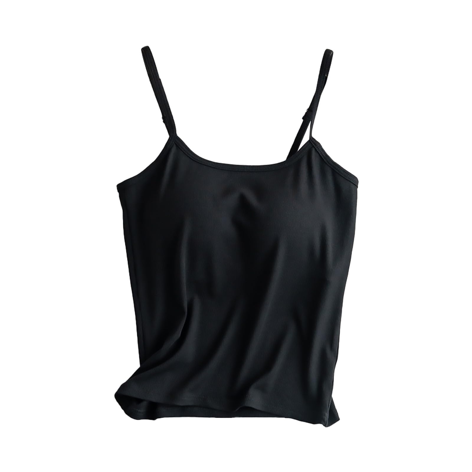 Camiseta de tirantes para mujer con sujetador acolchado, con sujetador integrado, push up, camiseta larga, sexy, corta, sujetador básico, camiseta interior de espagueti, sujetador sin aros, blusa sin