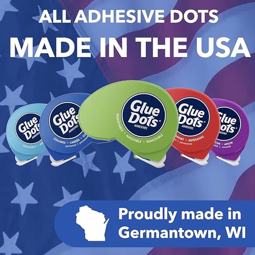 Image of Glue Dots GLU23681 Removable 3 /16 inch Square Dispenser 450Pc Dispenser Glue Sq Runremovable, Clear