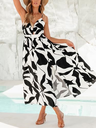 Image of CUPSHE Women's Long Dresses Summer Sleeveless Beach Casual Side Slit Spaghetti Straps Vacation Graduation Midi Dress