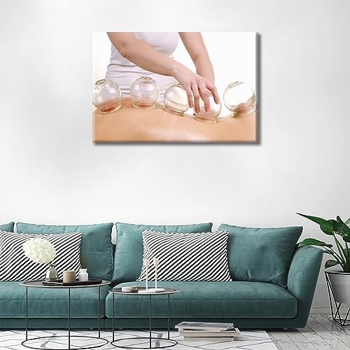 Image of 1 Panels Artwork Traditional Chinese Cupping Therapy Paintings Canvas Wall Art Cupping Massage Wall Pictures Framed Wall Art Posters & Prints Stretched and Framed Ready to Hang (16 inch Wx24 H)