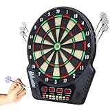 Mavdecll Tablero De Dardos Electrónico, Juego De Diana Digital con 6 Dardos, 27 Modos De Juegos Y 243 Variaciones, 4 Pantallas De Puntuación LCD, Mensajes De Voz En Inglés, Soporte para 16 Jugadores