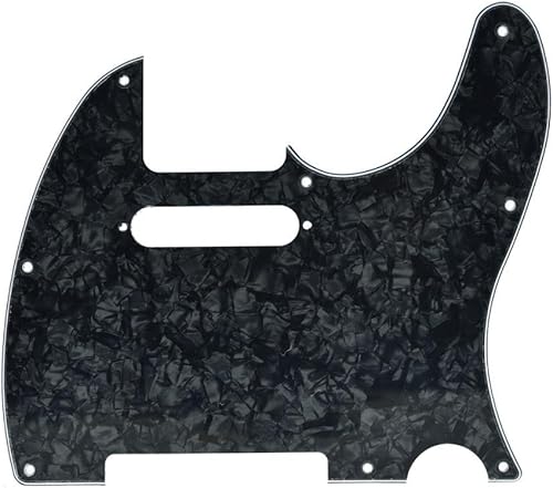 KAISH Golpeador de guitarra estilo Tele de 8 agujeros TL Pick Guard con pastilla agujeros de tornillo de montaje para TeleTelecaster Black Pearl
