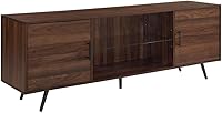 Walker Edison Saxon 70-Inch Mid-Century Modern TV Stand with Glass Shelf, Soft-Close Doors for TVs up to 80"