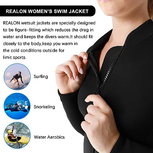 Chaqueta y pantalones para mujer de neopreno de 2mm, manga larga, para natación, surf, buceo, esnórquel y deportes acuáticos (Talla M) miniatura 3