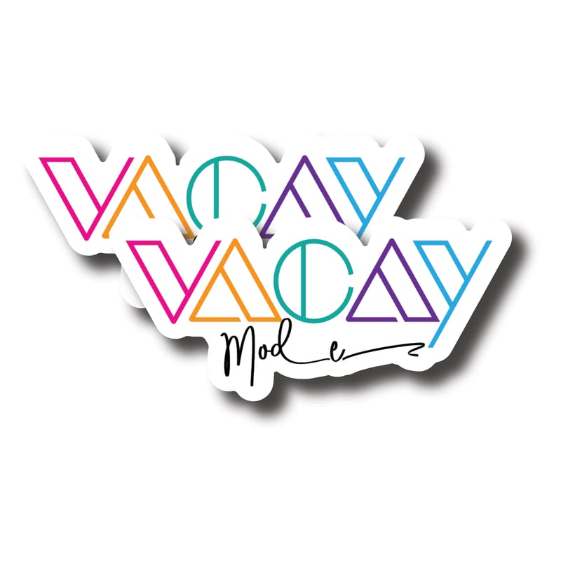 FHJ Vacay Mode - Vacation Lover Summertime Travel Junkie Stickers - Premium Quality Laminated Vinyl Stickers 2-Pack | 5-Inch on Widest Side | Made in USA - 246