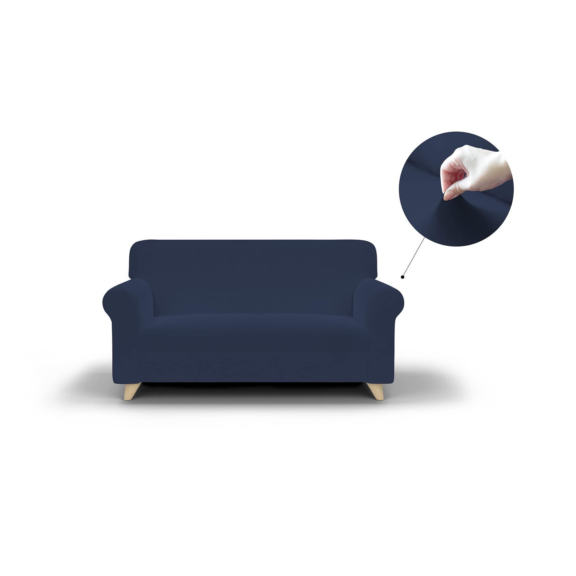 Italian Bed Linen DAHLIA Elastic Sofa Cover, Polyester, Dark Blue, 2 Seater, 2 Posti - Image 2