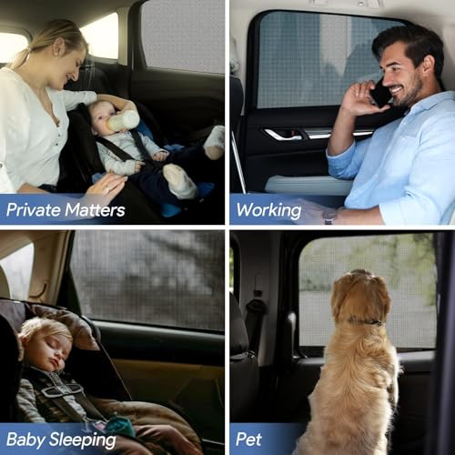 Image of 4 PCS Car Window Sun Shade Breathable Mesh Side Window Covers with UV Protection, Car Mosquito Net Curtain for Baby, Family & Pets, Fits Most Cars