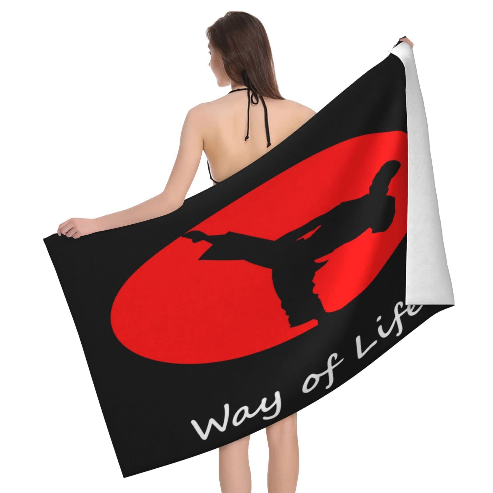 Lawenp Karate Belt Sunset Beach Towel, Lightweight Sand Free Quick Dry Microfiber Absorbent Bath Towel for Kids, Adults, Swimming, Bath, Yoga, Pool, Travel, Camping 32"X52"