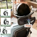 GABRYLLY Ergonomic Office Chair, High Back Home Desk Chair with Headrest, Flip-Up Arms, 90-120° Tilt Lock and Wide Cushion, Big and Tall Mesh Chairs for Man Woman, Black Task Chair - Image 5