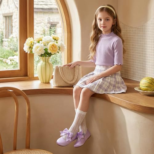 GINFIVE Girls Toddler Mary Jane Princess Dress Shoes Ballet Flat Purple 8 by GINFIVE - Used condition - Image 2