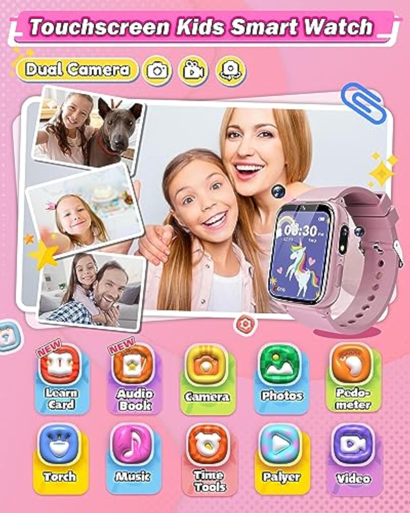 Kids Smart Watch with Dual Cameras & Games