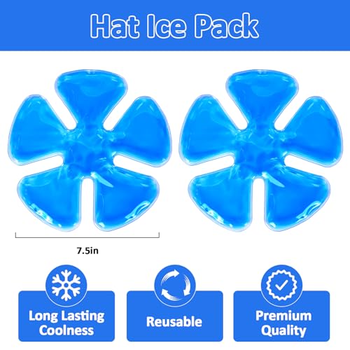 Image of Hat Ice Pack Insert - Reusable Cooling Gel Cap Liner for Baseball, Hard Hat, Construction & Outdoor Work, Cold Packs for Helmet, Head Cooling Relief for Summer Heat (2 Pack)