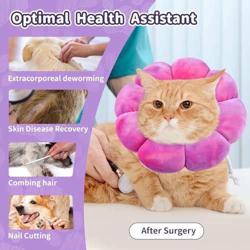 Image of Inflatable Dog Recovery Collar, Dog Cone Collar for After Surgery, Prevent Dogs from Biting & Scratching Wound E-Collars to Help with Healing Soft Pet Recovery Collar Does (Rose, L)