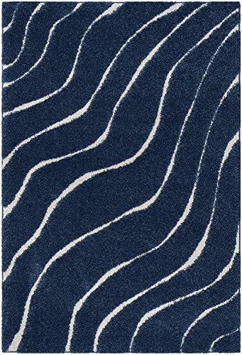 Image of Shaggy Carpet for Home 3 x 5 FEET Ultra-Soft, Thick, and Stylish Shag Texture Ideal for Living Room, Bedroom, or Office - Easy to Clean and Perfect (Navy)