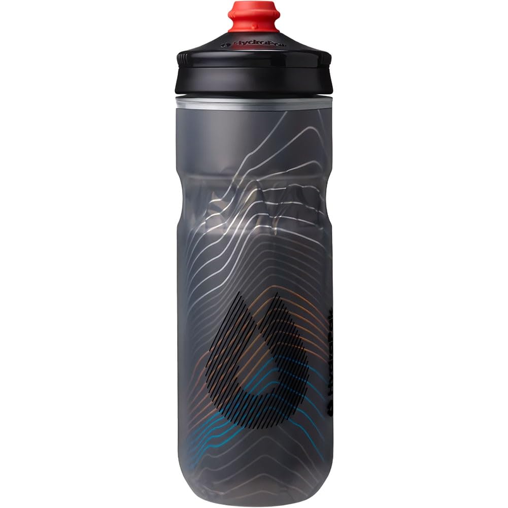 HydraPak Polar Surge Insulated Bicycle Water Bottle - High Flow Squeeze Bottle for Cycling and Sports (Black, 600ml / 20oz)