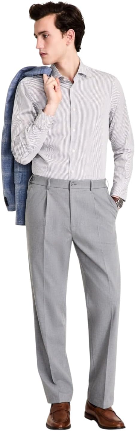 Tommy Hilfiger Mens Relaxed fit Dress Pants 36/34 Light Grey Solid Stretch