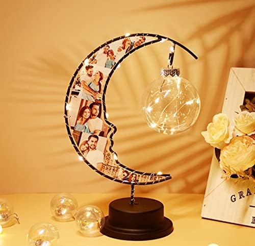 Twinkle Personalized Moon Lamp Custom 6 Photo Moon Light Lunar Lamp Photo Night Light Christmas Birthday Gifts for Women Men Boyfriend Mom, Multicolour