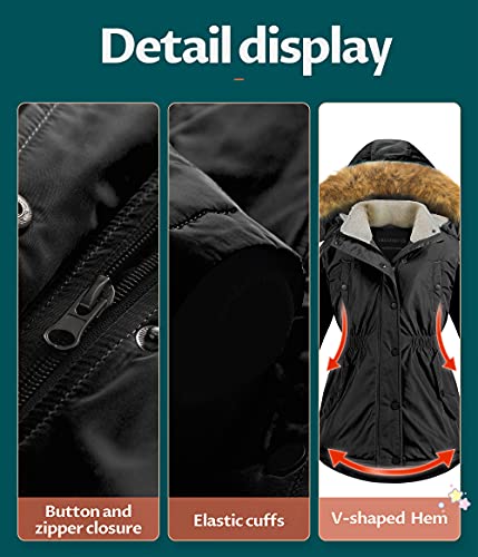 Creatmo Us Girl's Long Puffer Quilted Sherpa Fleece Jacket Warm Winter Coats Kids Black 14/16 #TOP5