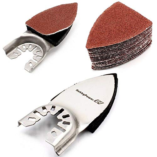 1 x piastra abrasiva triangolare in piccolo + carta abrasiva triangolare, 25 pezzi Multittool levigatrice a delta, supporto per carta vetrata, platorello triangolare, utensili multifunzione.