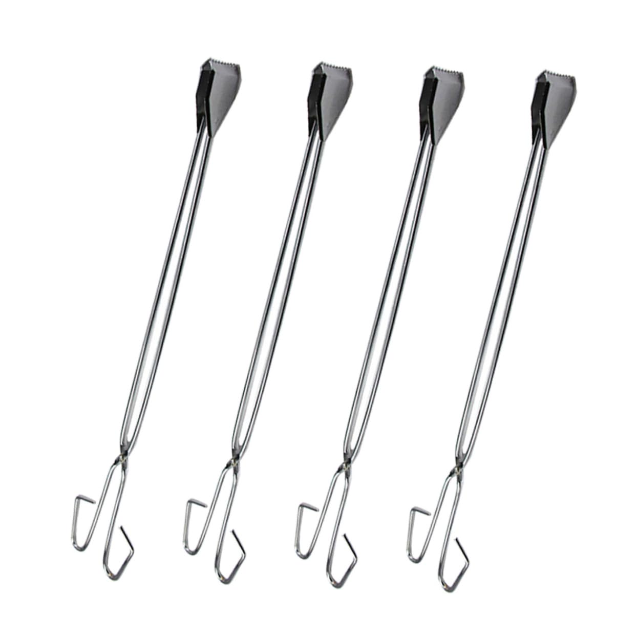 FOMIYES 4Pcs Stainless Steel Garbage Tongs Long Portable Up Tools for Outdoor Use for Trash Pickup Camping Bbq and Clean Up Activities