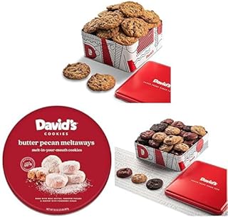 Cookie Bliss Extravaganza: David's Cookies 2lbs Oatmeal Raisin Fresh Baked Cookies, Butter Pecan Meltaway Cookies Gift Basket, and Assorted Mini Cookies Bundle