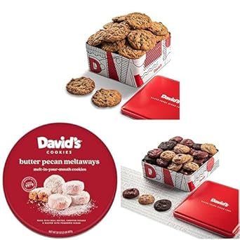 Cookie Bliss Extravaganza Davids Cookies 2lbs Oatmeal Raisin Fresh Baked Cookies, Butter Pecan Meltaway Cookies Gift Basket, and Assorted Mini Cookies Bundle