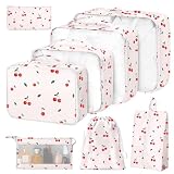 8 Set Packing Cubes for Suitcases,Packing Cube with Shoe, Cosmetics, Clothing, and Accessories Bags Packing Cubes for Travel Luggage Organizer Women Men(Cherry)