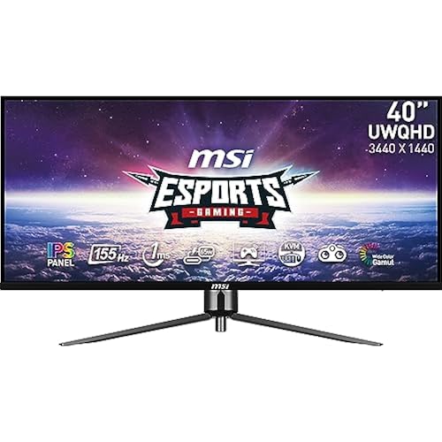 msi MAG 401QR, 40" Gaming Monitor, 3440 x 1440 (UWQHD), IPS, 155Hz, 1ms, AMD FreeSync Premium, HDR400, HDMI, Displayport, USB C, Tilt, Black
