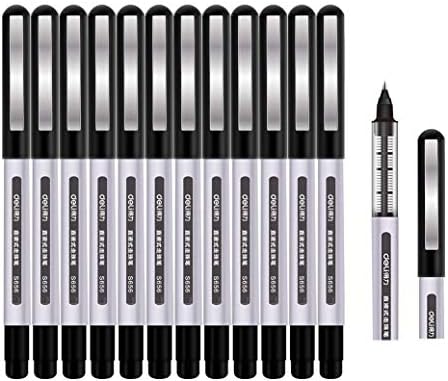 Rollerball Pen, Surcotto 0.5mm Black Gel Pens Smooth Ballpoint Pen Quick-Drying Liquid Ink Rollerball Pens - Pack of 12