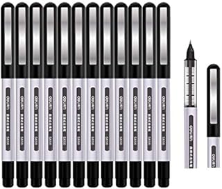 Rollerball Pen, Surcotto 0.5mm Black Gel Pens Smooth Ballpoint Pen Quick-Drying Liquid Ink Rollerball Pens - Pack of 12