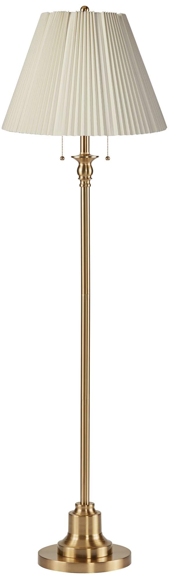 360 Lighting Dyna antique-brass floor lamp with knife-pleat shade